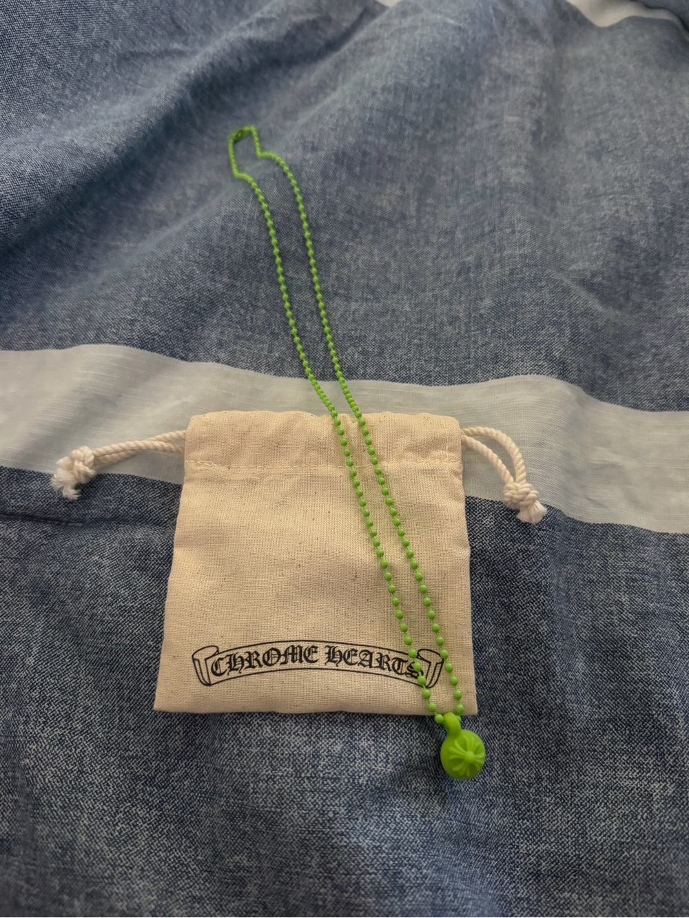 Chrome Hearts green cross ball silicone necklace